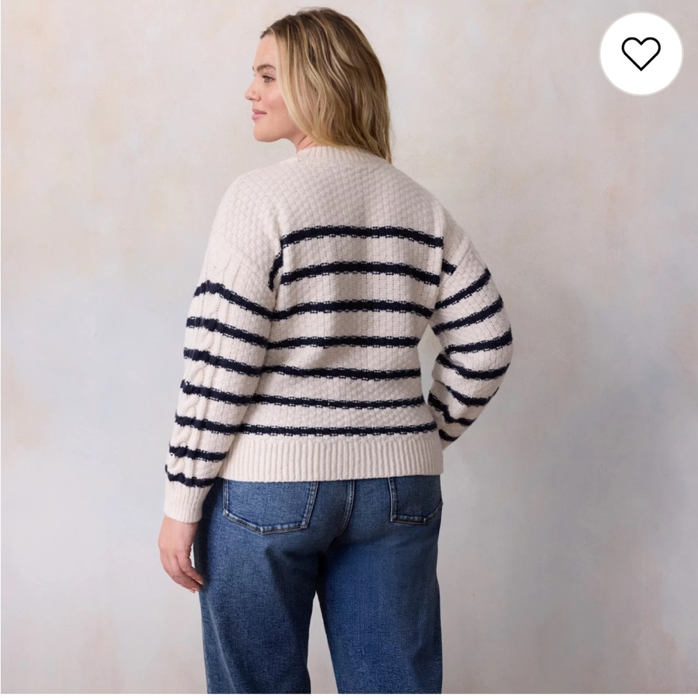 LC Lauren Conrad Navy and Cream Striped Sweater - Picture 3 of 9